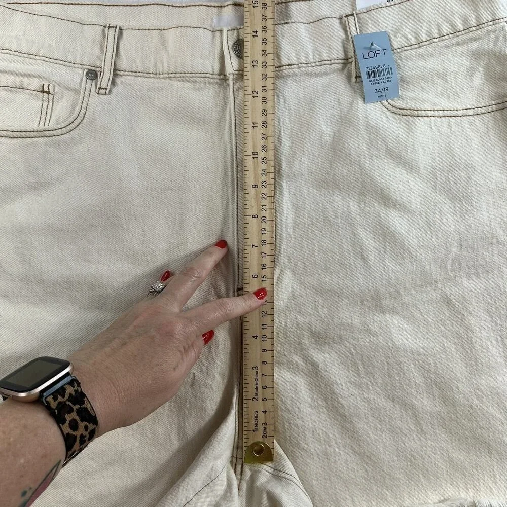 LOFT Plus 34 18 Petite Shorts Baggy High Waist Boyfriend‎ Raw Hem Denim Stretch